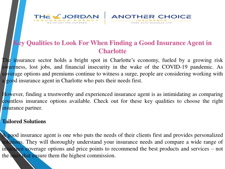 Key Qualities to Look For When Finding a Good Insurance Agent in Charlotte