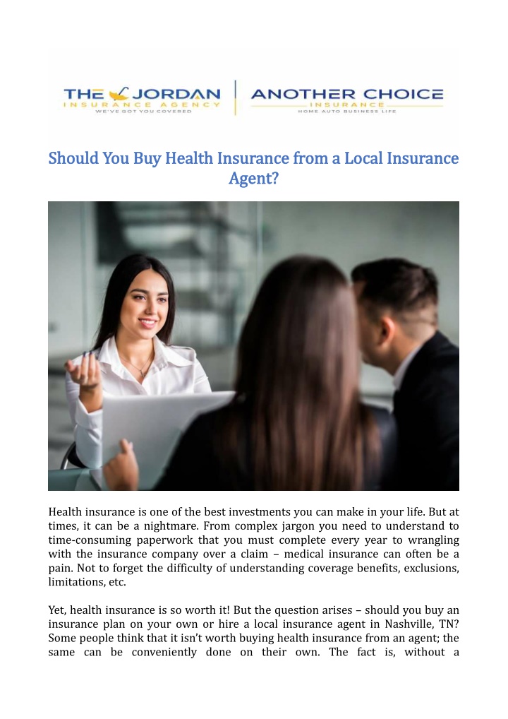 Should You Buy Health Insurance from a Local Insurance Agent?