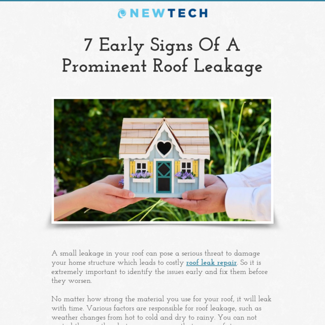 7 Early Signs Of A Prominent Roof Leakage