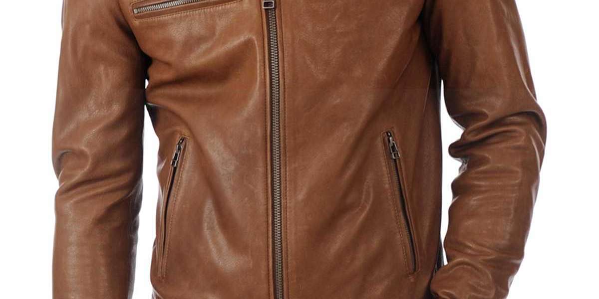 classic mens brown biker real leather jacket slim fit