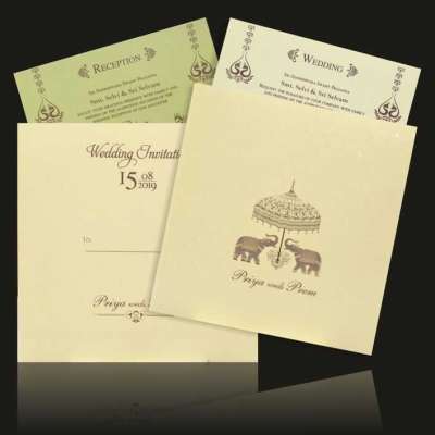 Alluring Cream Shading With Gold Foiling Wedding Card - KND8004C Profile Picture