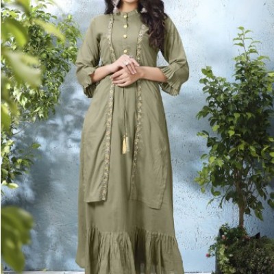 Designer Green kurti with stylish shrug Profile Picture
