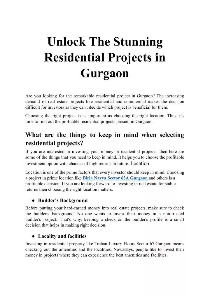 PPT - Unlock The Stunning Residential Projects in Gurgaon_PDF PowerPoint Presentation - ID:12548548