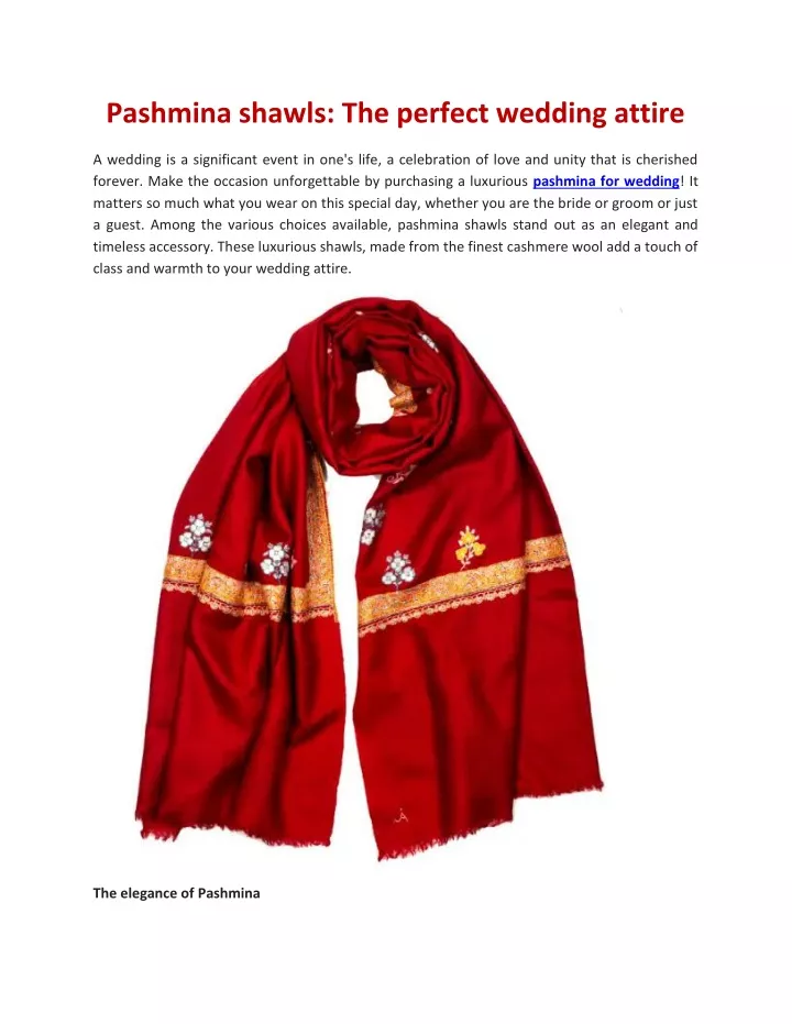 PPT - Pashmina shawls: The perfect wedding attire PowerPoint Presentation - ID:12618251