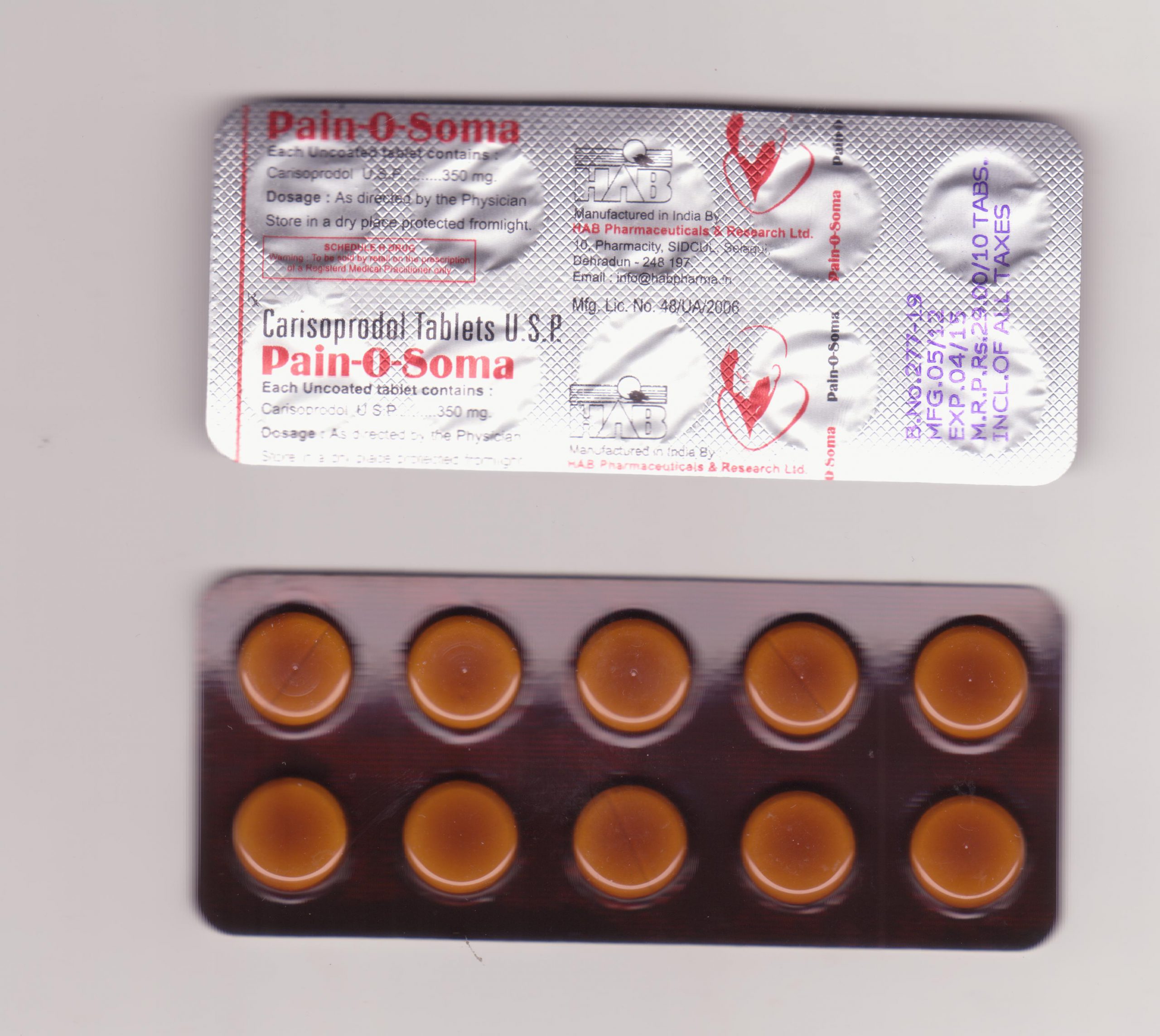 Pain O Soma 350Mg (carisoprodol) Tablet Online in USA