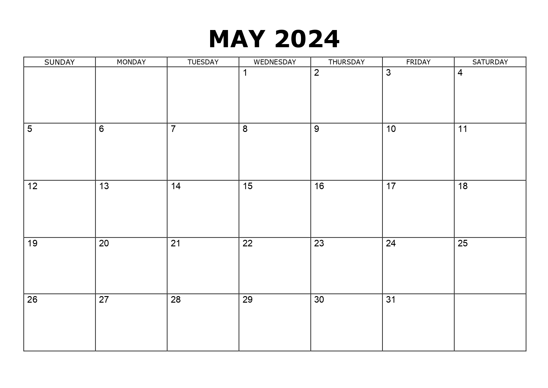 Free & Cute May Printable Calendar 2024: Instant Download!