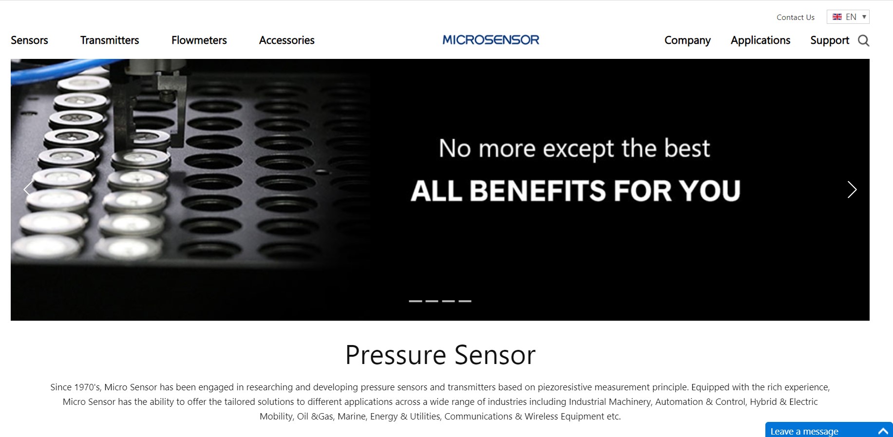 Pressure Transmitters & Transducers | MicroSensor