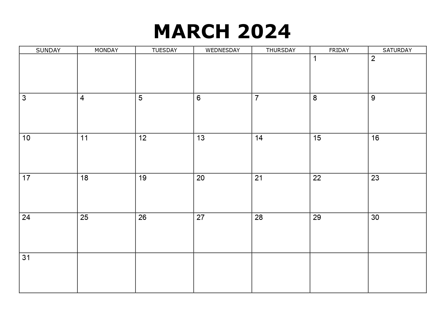Free Cute March Calendar Printable 2024: JPG for Printing, PDF for Download!