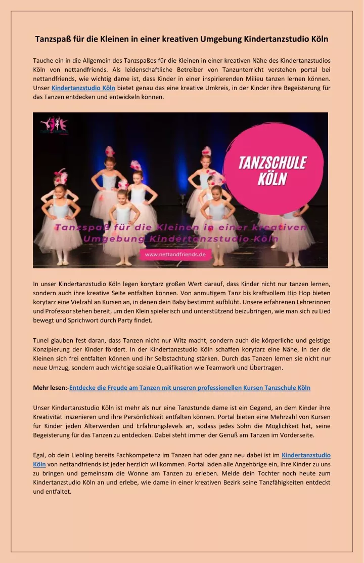 PPT - Spaß am Tanzen für die Kleinen Kindertanzstudio Köln PowerPoint Presentation - ID:13033618