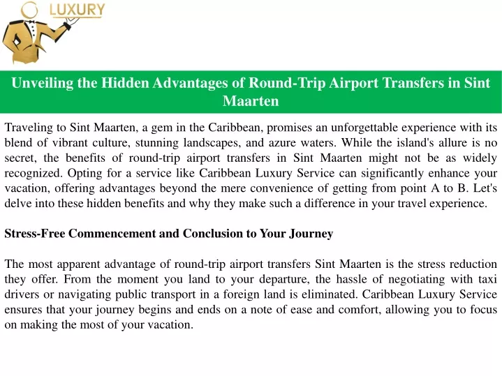 Unveiling the Hidden Advantages of Round-Trip Airport Transfers in Sint Maarten
