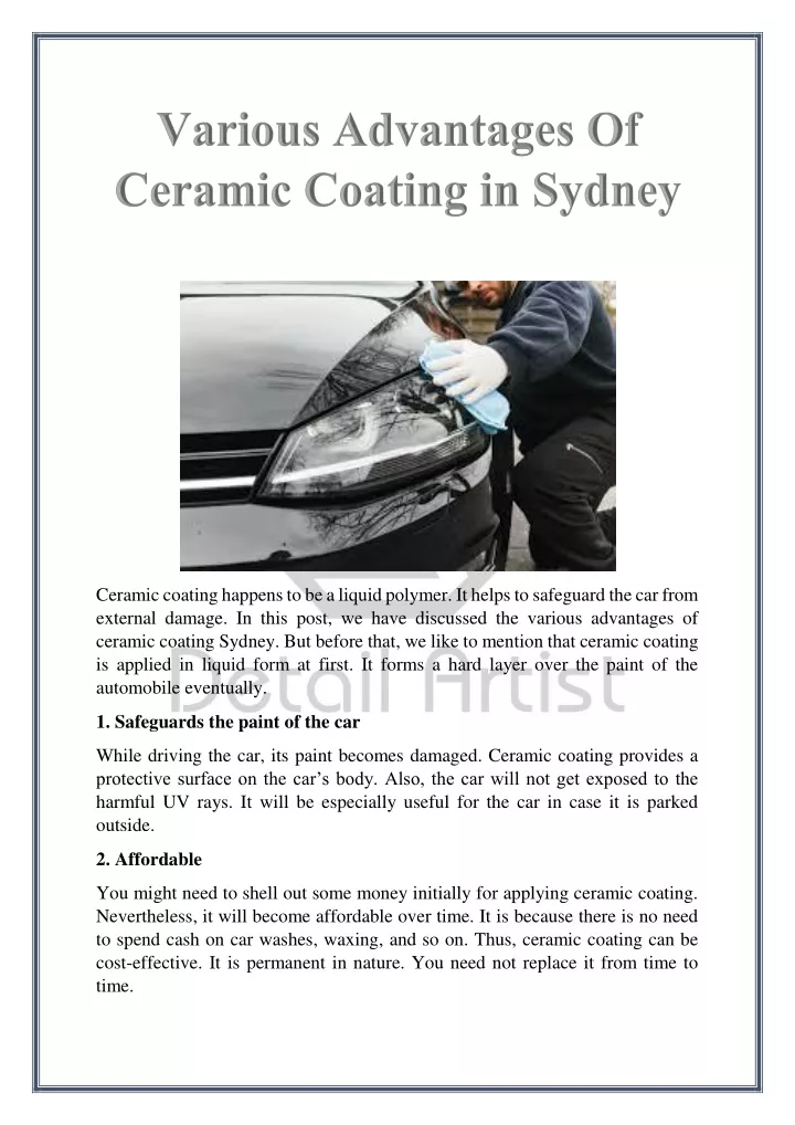 PPT - Ceramic Coating in Sydney: Various Advantages PowerPoint Presentation - ID:13122985